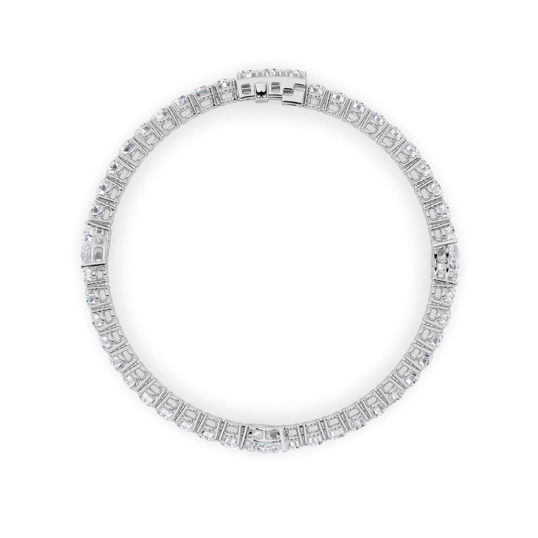 10CTW Pear Shaped Lab Grown Diamond (F/VS) East West Station Bracelet in 14K Gold