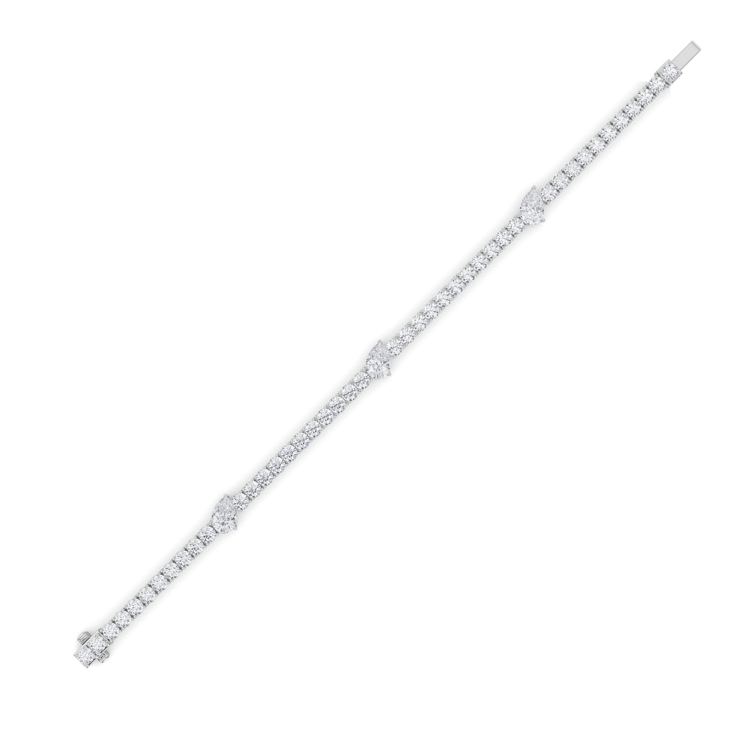 10CTW Pear Shaped Lab Grown Diamond (F/VS) East West Station Bracelet in 14K Gold