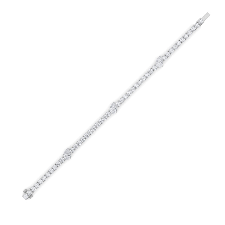 10CTW Pear Shaped Lab Grown Diamond (F/VS) East West Station Bracelet in 14K Gold