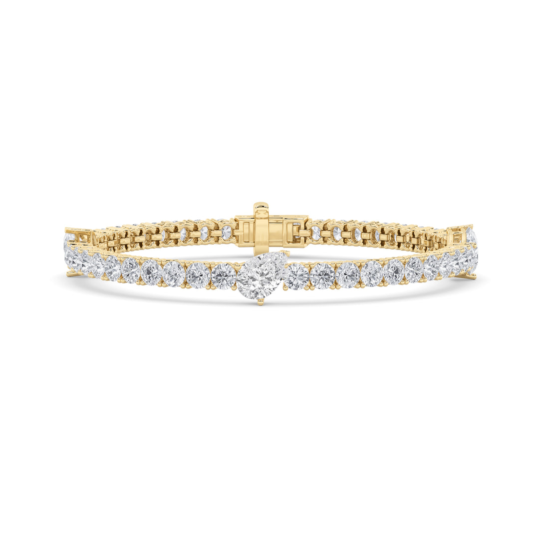 10CTW Pear Shaped Lab Grown Diamond (F/VS) East West Station Bracelet in 14K Gold