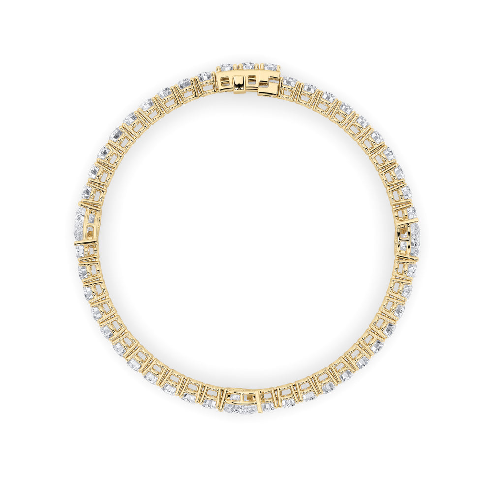 10CTW Pear Shaped Lab Grown Diamond (F/VS) East West Station Bracelet in 14K Gold