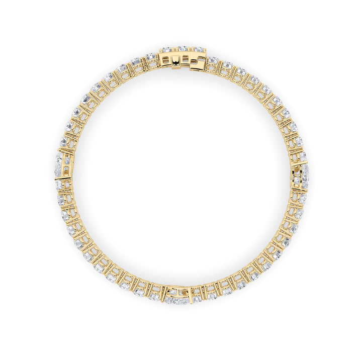 10CTW Pear Shaped Lab Grown Diamond (F/VS) East West Station Bracelet in 14K Gold