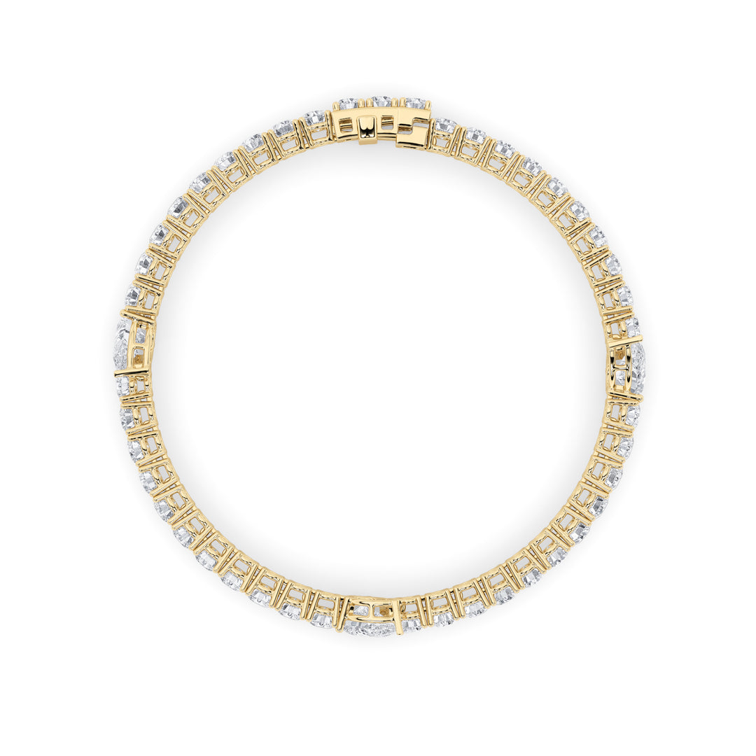 10CTW Pear Shaped Lab Grown Diamond (F/VS) East West Station Bracelet in 14K Gold