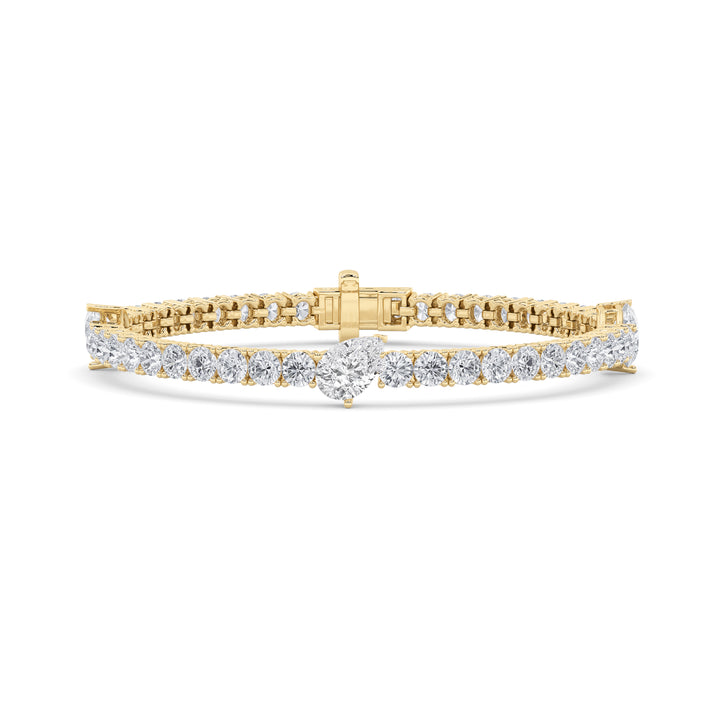 10CTW Pear Shaped Lab Grown Diamond (F/VS) East West Station Bracelet in 14K Gold