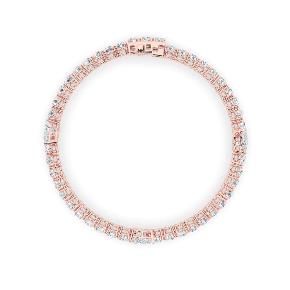 10CTW Pear Shaped Lab Grown Diamond (F/VS) East West Station Bracelet in 14K Gold