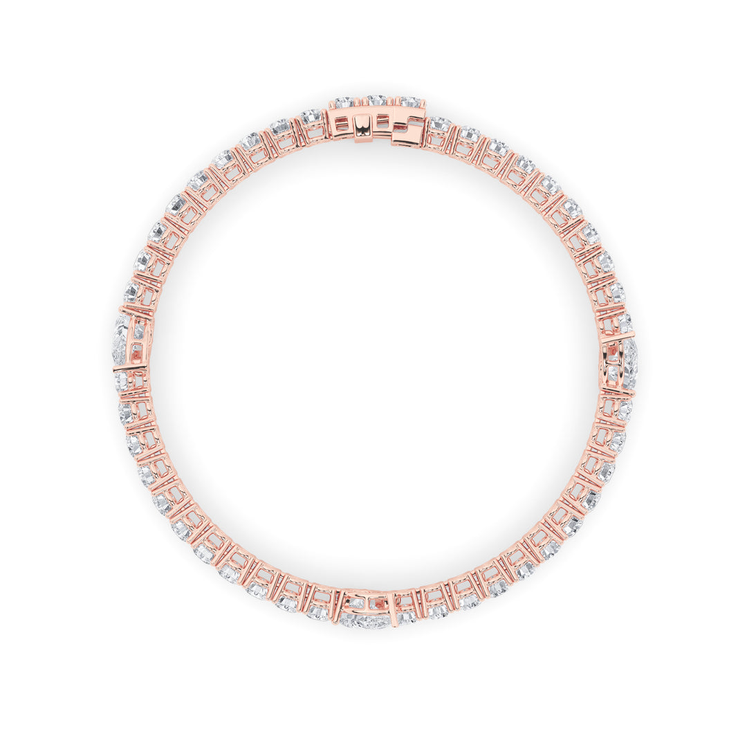10CTW Pear Shaped Lab Grown Diamond (F/VS) East West Station Bracelet in 14K Gold
