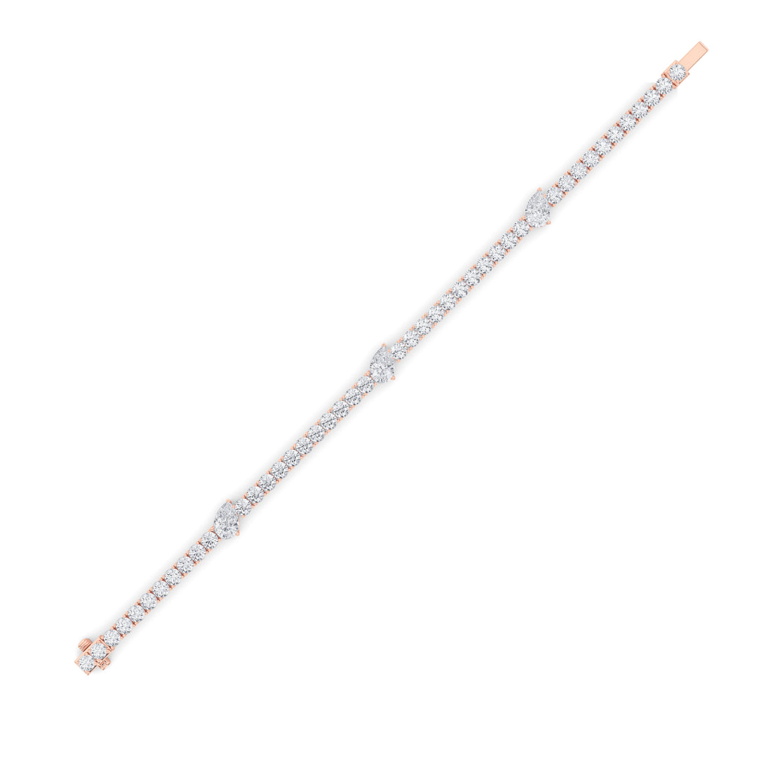 10CTW Pear Shaped Lab Grown Diamond (F/VS) East West Station Bracelet in 14K Gold