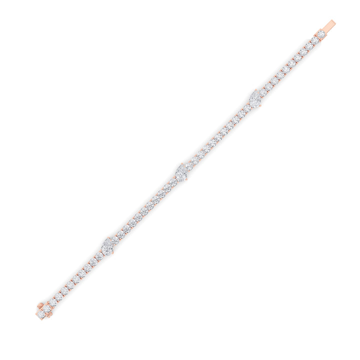 10CTW Pear Shaped Lab Grown Diamond (F/VS) East West Station Bracelet in 14K Gold