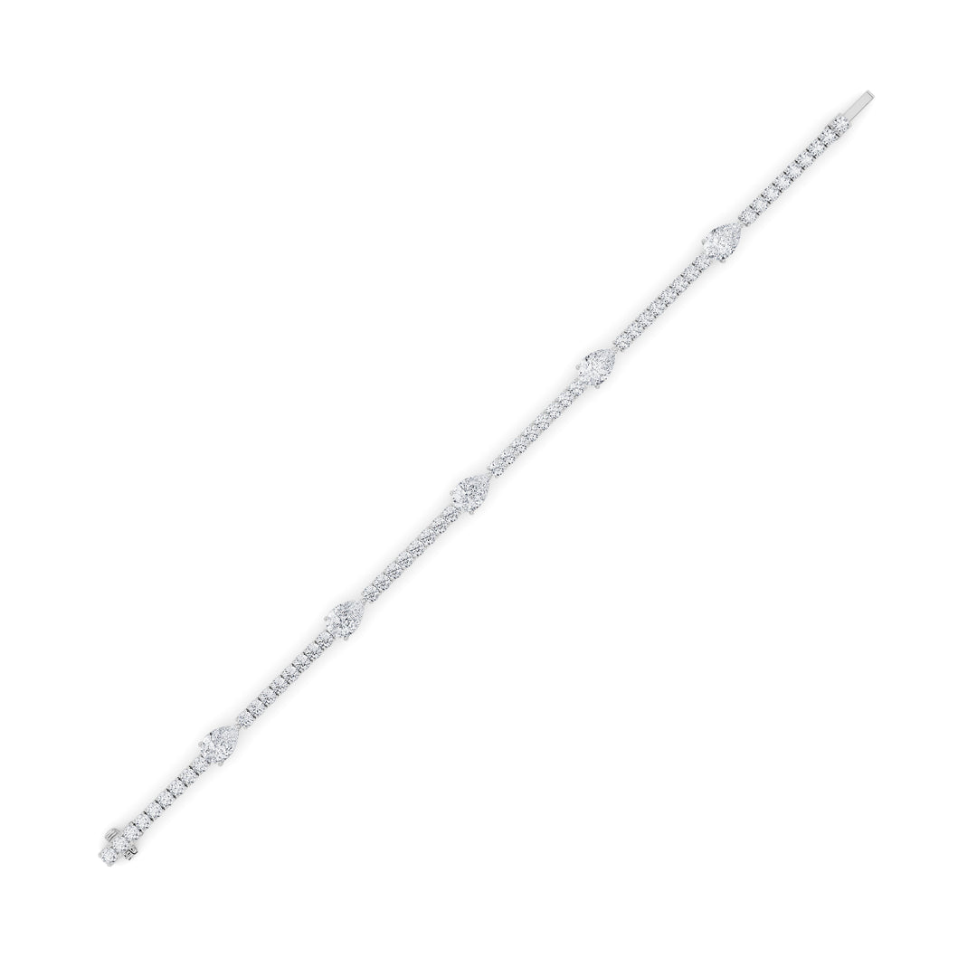 6CTW Pear Shaped Lab Grown Diamond (F/VS) East West Station Bracelet in 14K Gold