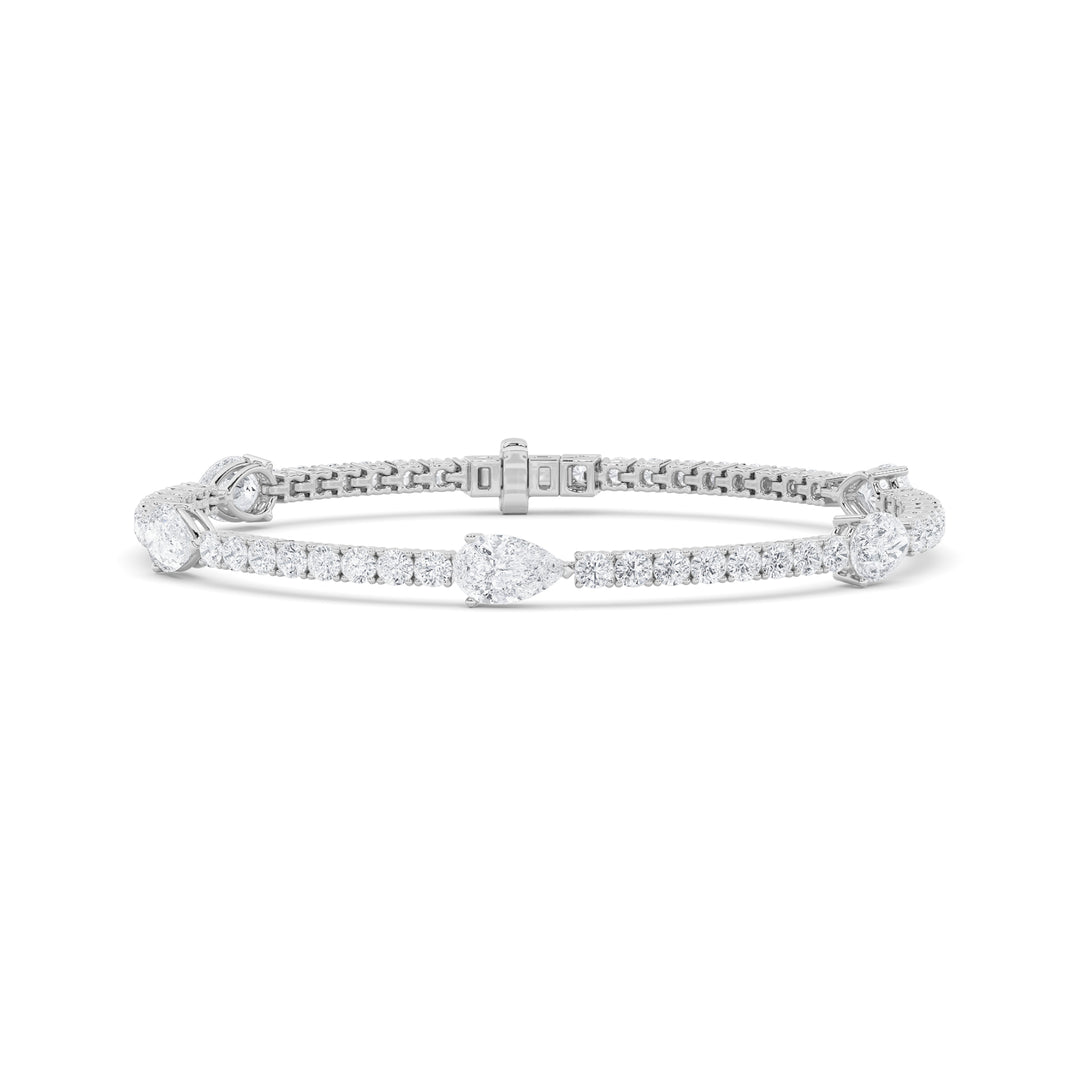 6CTW Pear Shaped Lab Grown Diamond (F/VS) East West Station Bracelet in 14K Gold