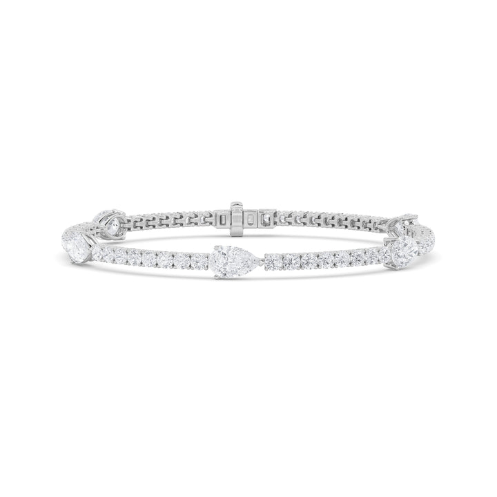 6CTW Pear Shaped Lab Grown Diamond (F/VS) East West Station Bracelet in 14K Gold