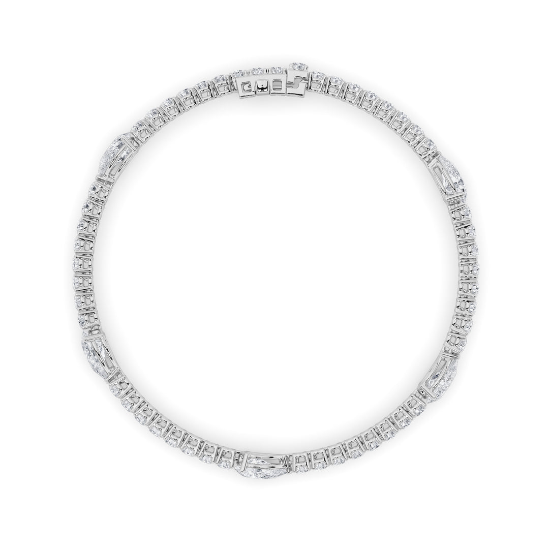 6CTW Pear Shaped Lab Grown Diamond (F/VS) East West Station Bracelet in 14K Gold