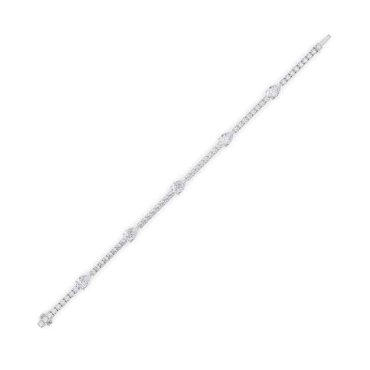 6CTW Pear Shaped Lab Grown Diamond (F/VS) East West Station Bracelet in 14K Gold