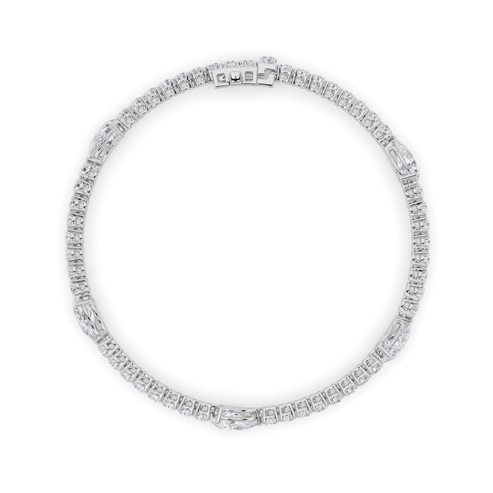 6CTW Pear Shaped Lab Grown Diamond (F/VS) East West Station Bracelet in 14K Gold