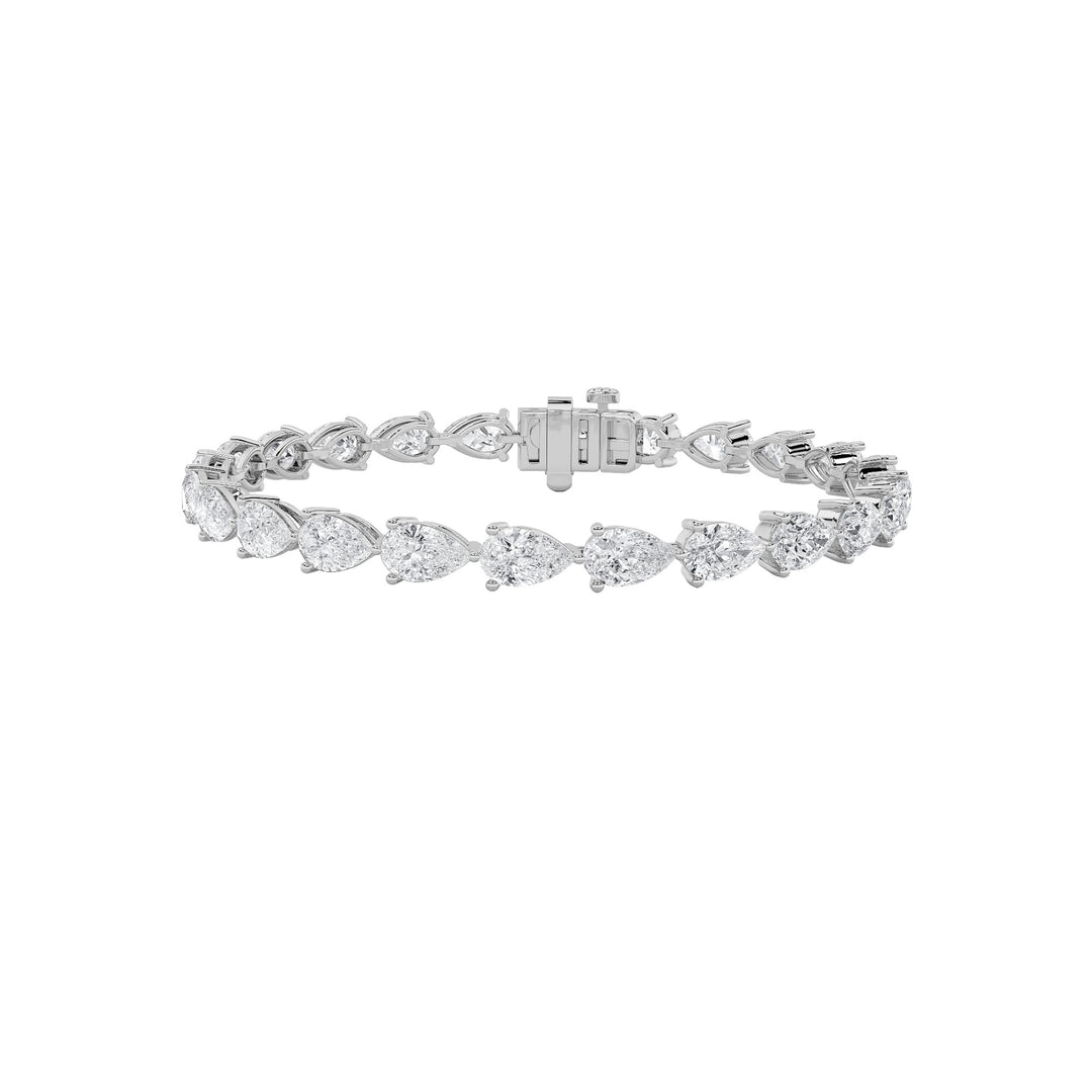 10CTW Pear Shaped Lab Grown Diamond (F/VS) Fancy Line Bracelet in 14K Gold