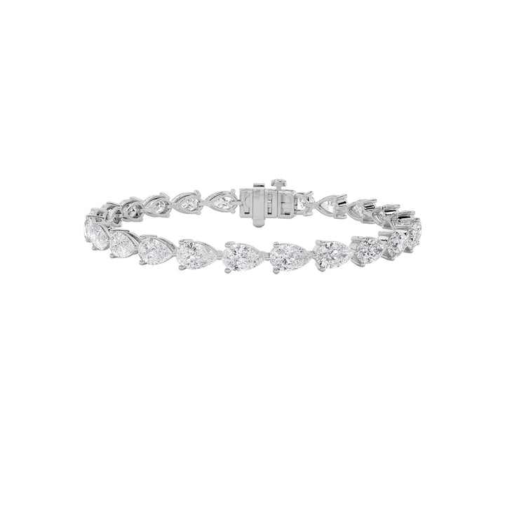 10CTW Pear Shaped Lab Grown Diamond (F/VS) Fancy Line Bracelet in 14K Gold