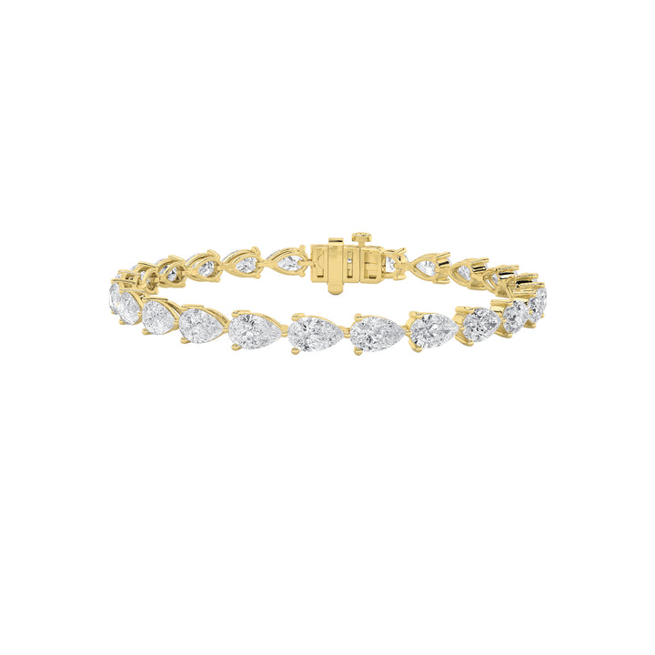 10CTW Pear Shaped Lab Grown Diamond (F/VS) Fancy Line Bracelet in 14K Gold