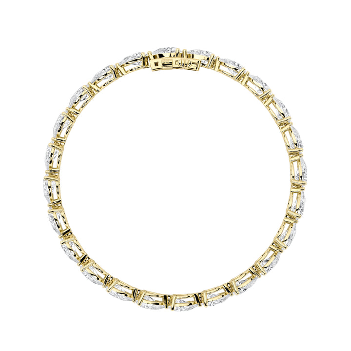 10CTW Pear Shaped Lab Grown Diamond (F/VS) Fancy Line Bracelet in 14K Gold