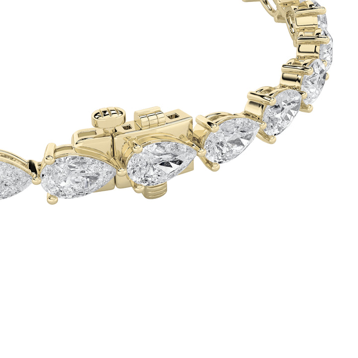 10CTW Pear Shaped Lab Grown Diamond (F/VS) Fancy Line Bracelet in 14K Gold