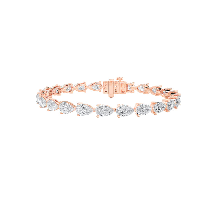 10CTW Pear Shaped Lab Grown Diamond (F/VS) Fancy Line Bracelet in 14K Gold