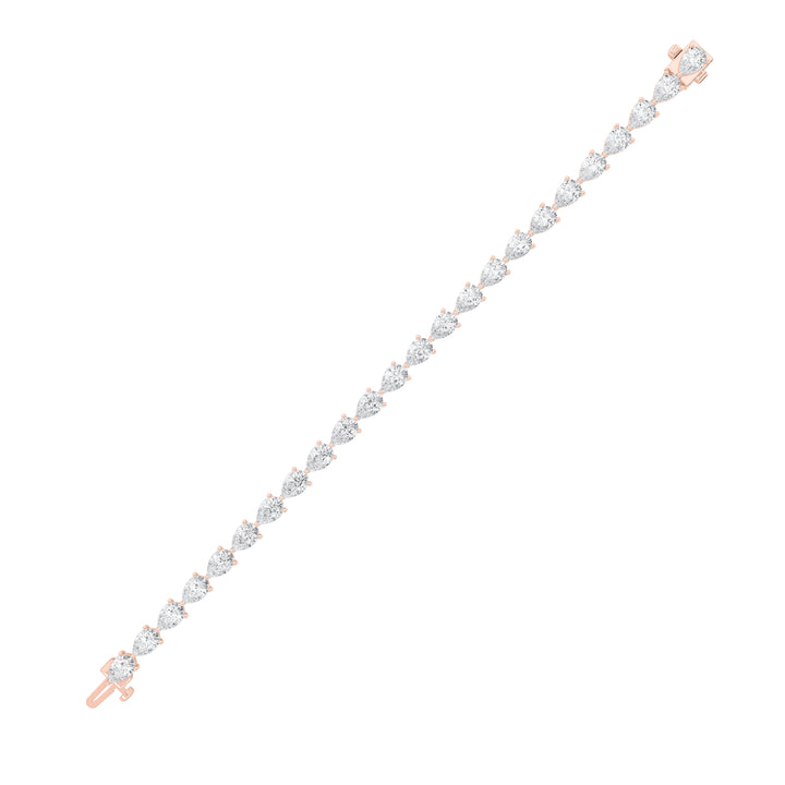 10CTW Pear Shaped Lab Grown Diamond (F/VS) Fancy Line Bracelet in 14K Gold