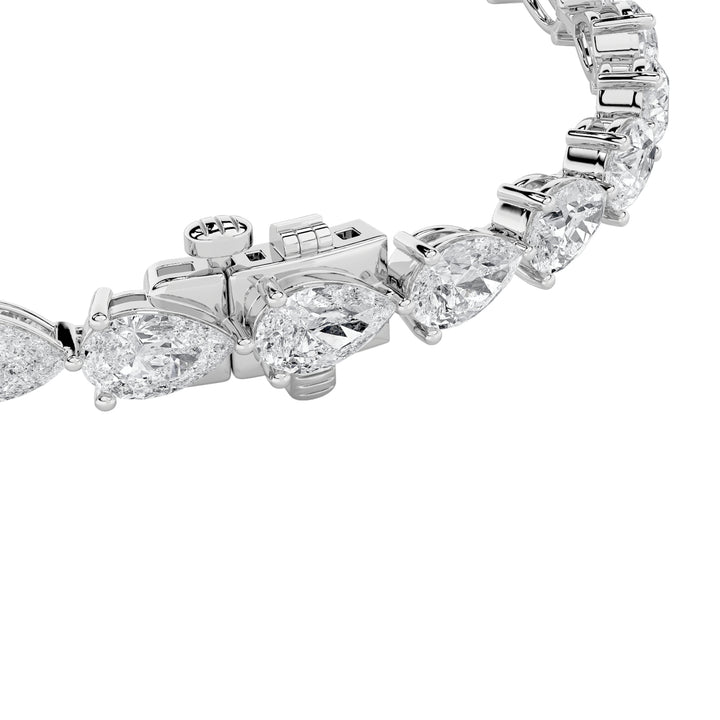 12CTW Pear Shaped Lab Grown Diamond (F/VS) Fancy Line Bracelet in 14K Gold