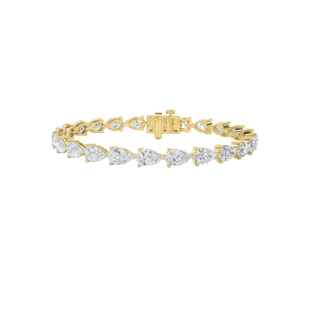 12CTW Pear Shaped Lab Grown Diamond (F/VS) Fancy Line Bracelet in 14K Gold
