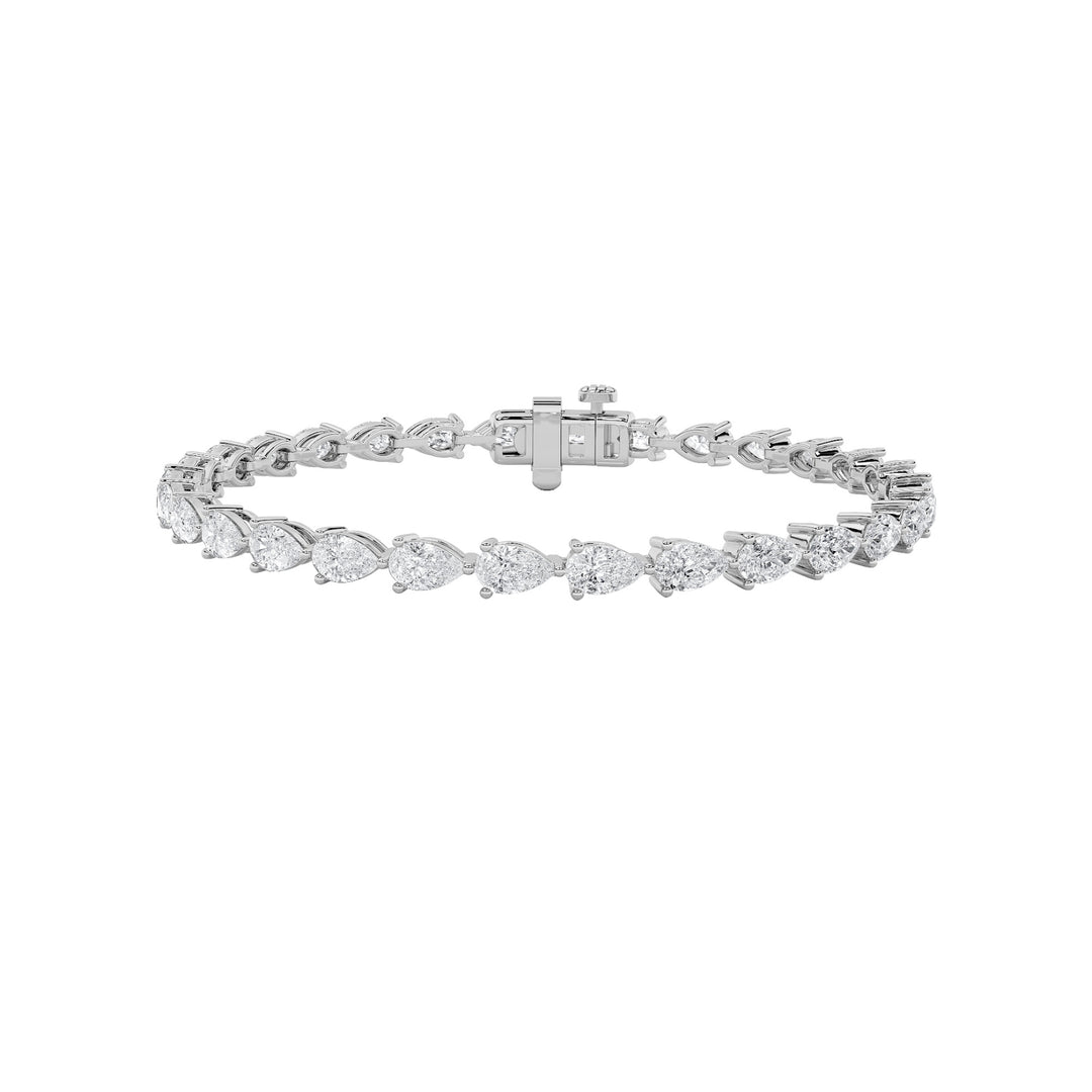 6CTW Pear Shaped Lab Grown Diamond (F/VS) Fancy Line Bracelet in 14K Gold