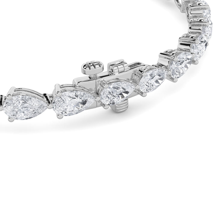 6CTW Pear Shaped Lab Grown Diamond (F/VS) Fancy Line Bracelet in 14K Gold