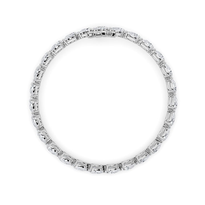 6CTW Pear Shaped Lab Grown Diamond (F/VS) Fancy Line Bracelet in 14K Gold