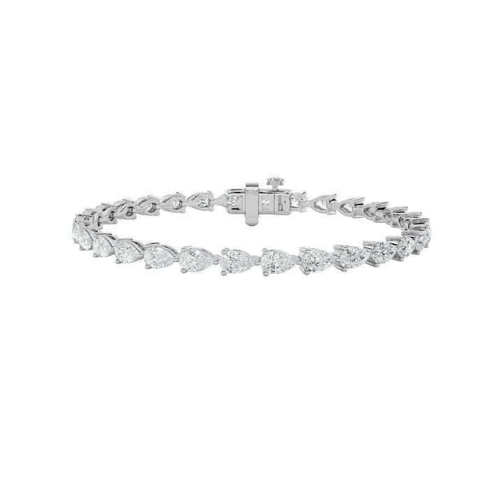 6CTW Pear Shaped Lab Grown Diamond (F/VS) Fancy Line Bracelet in 14K Gold