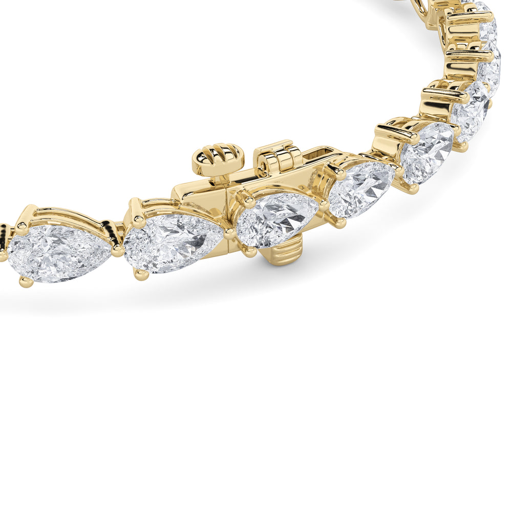 6CTW Pear Shaped Lab Grown Diamond (F/VS) Fancy Line Bracelet in 14K Gold