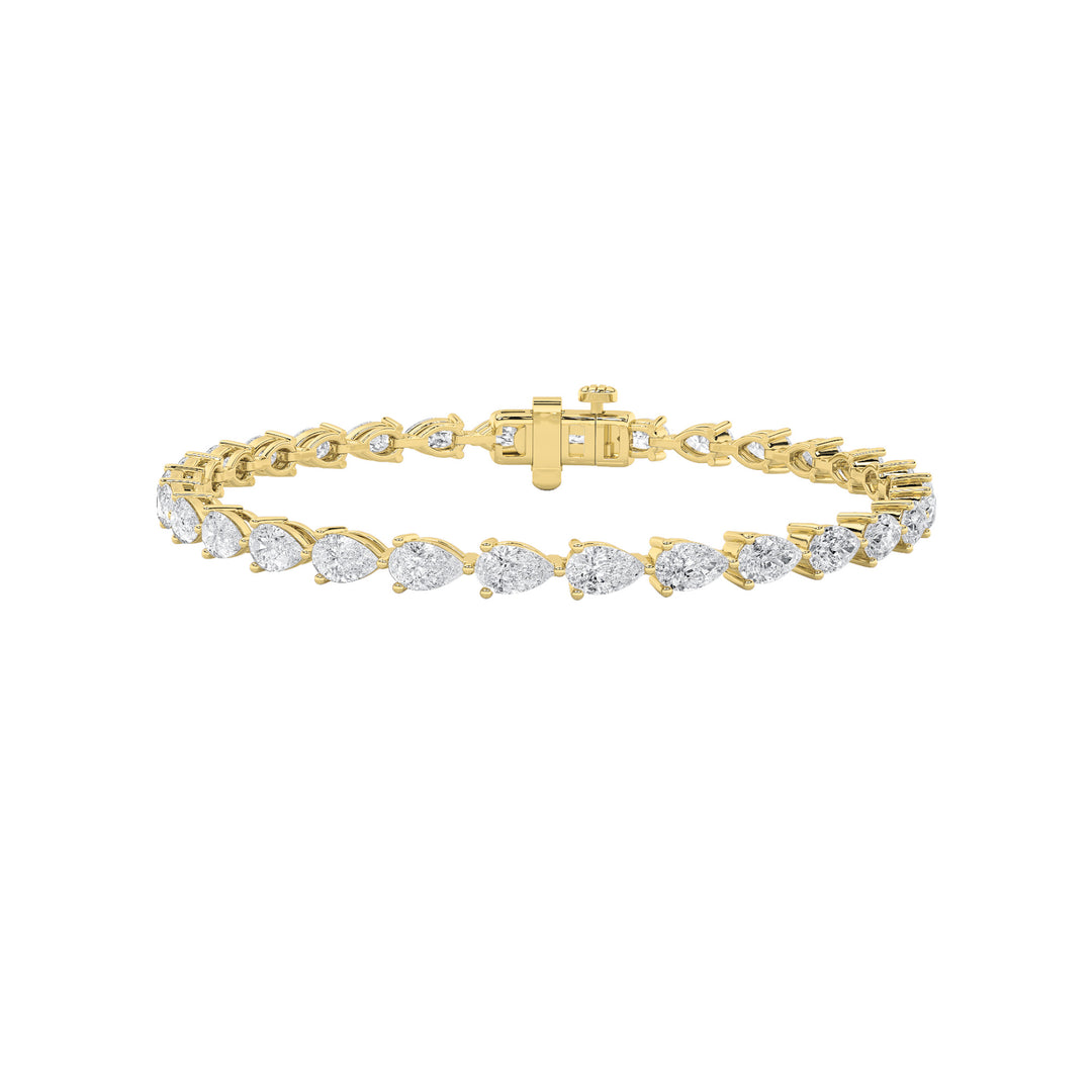 6CTW Pear Shaped Lab Grown Diamond (F/VS) Fancy Line Bracelet in 14K Gold