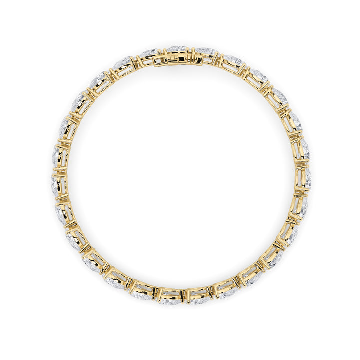 6CTW Pear Shaped Lab Grown Diamond (F/VS) Fancy Line Bracelet in 14K Gold