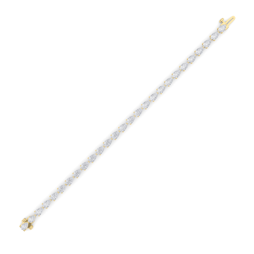 6CTW Pear Shaped Lab Grown Diamond (F/VS) Fancy Line Bracelet in 14K Gold