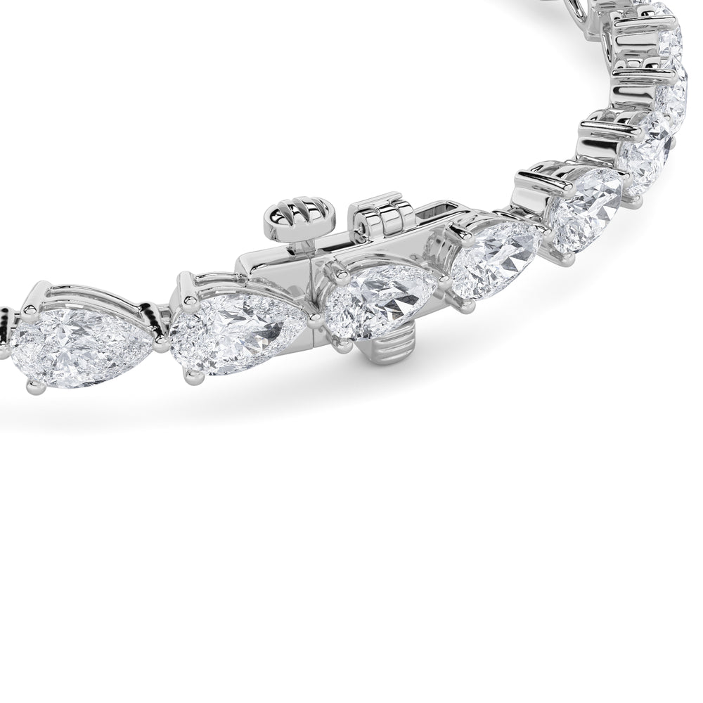 7CTW Pear Shaped Lab Grown Diamond (F/VS) Fancy Line Bracelet in 14K Gold