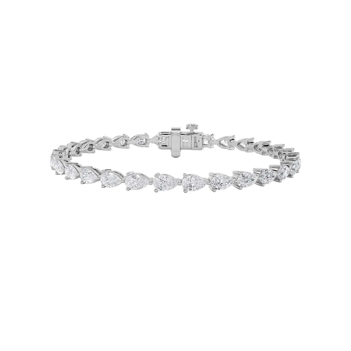 7CTW Pear Shaped Lab Grown Diamond (F/VS) Fancy Line Bracelet in 14K Gold