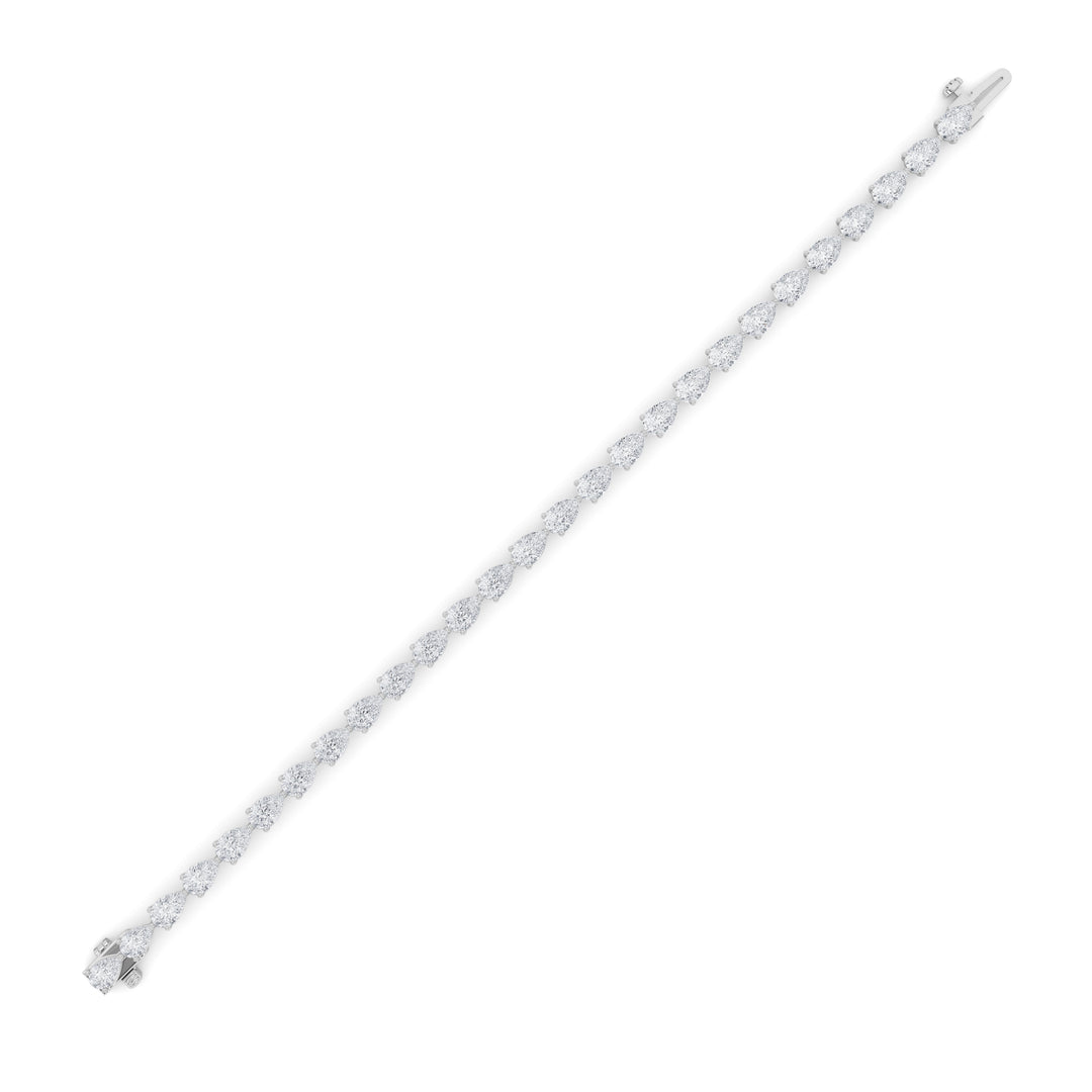 7CTW Pear Shaped Lab Grown Diamond (F/VS) Fancy Line Bracelet in 14K Gold