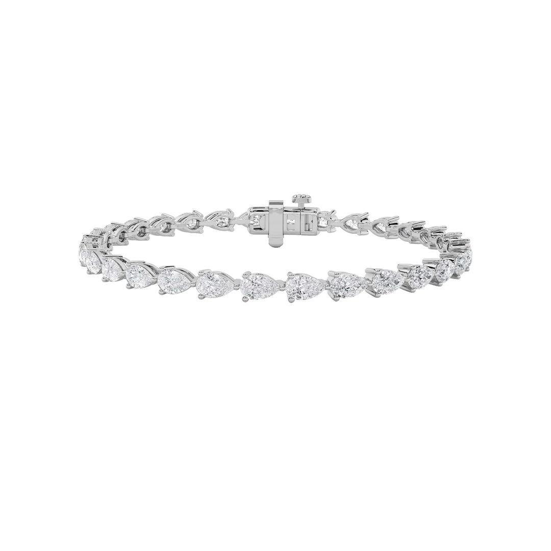 7CTW Pear Shaped Lab Grown Diamond (F/VS) Fancy Line Bracelet in 14K Gold