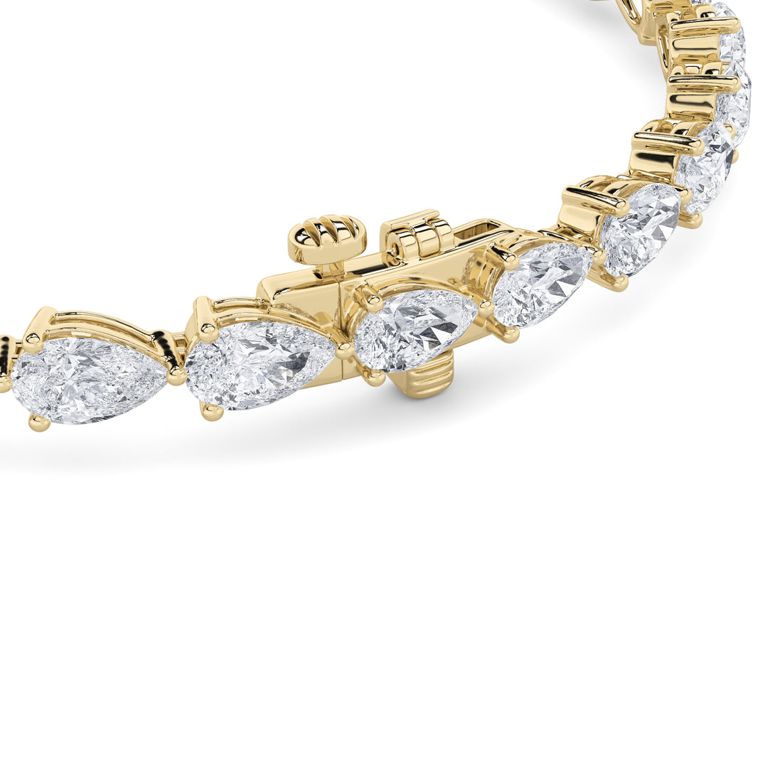 7CTW Pear Shaped Lab Grown Diamond (F/VS) Fancy Line Bracelet in 14K Gold
