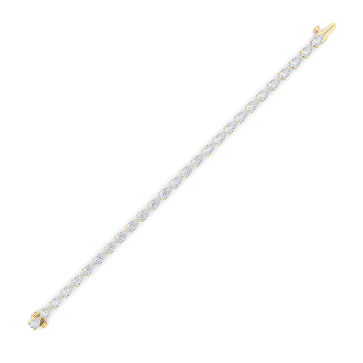 7CTW Pear Shaped Lab Grown Diamond (F/VS) Fancy Line Bracelet in 14K Gold