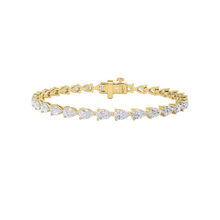 7CTW Pear Shaped Lab Grown Diamond (F/VS) Fancy Line Bracelet in 14K Gold
