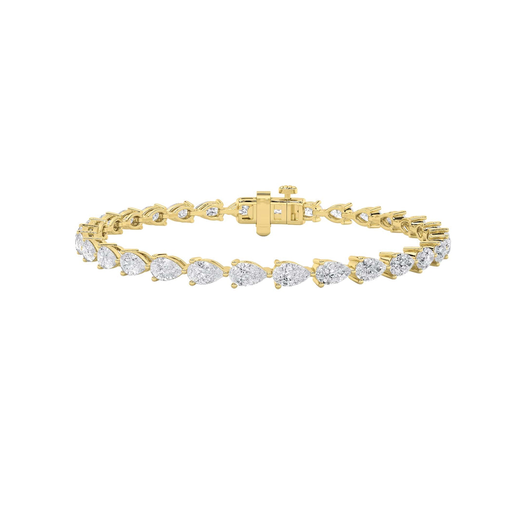 7CTW Pear Shaped Lab Grown Diamond (F/VS) Fancy Line Bracelet in 14K Gold