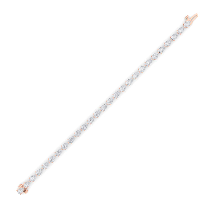 7CTW Pear Shaped Lab Grown Diamond (F/VS) Bracelet in 14K Rose Gold