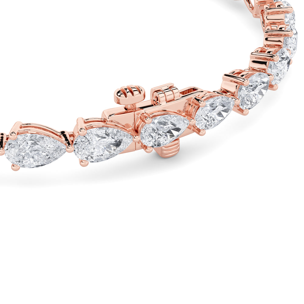 7CTW Pear Shaped Lab Grown Diamond (F/VS) Bracelet in 14K Rose Gold