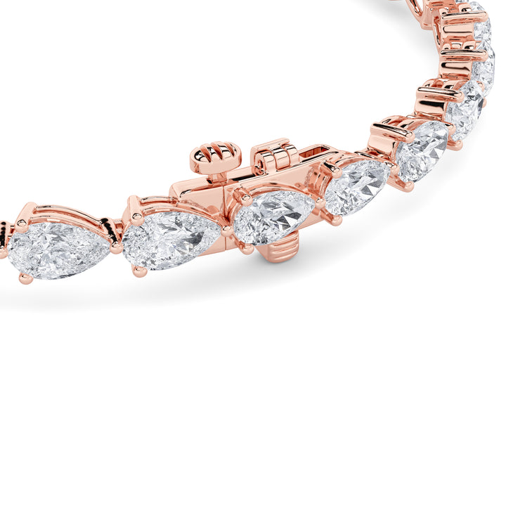 7CTW Pear Shaped Lab Grown Diamond (F/VS) Bracelet in 14K Rose Gold