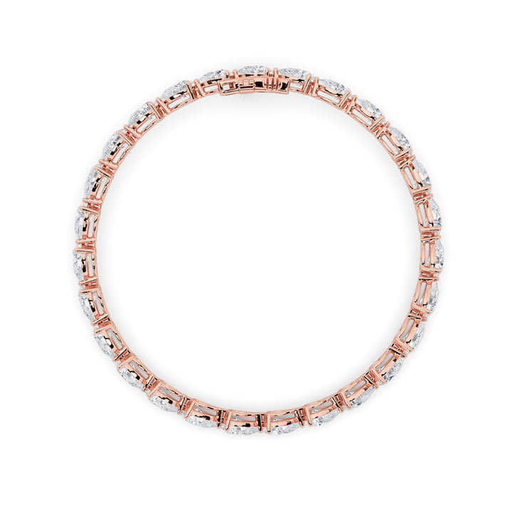 7CTW Pear Shaped Lab Grown Diamond (F/VS) Bracelet in 14K Rose Gold