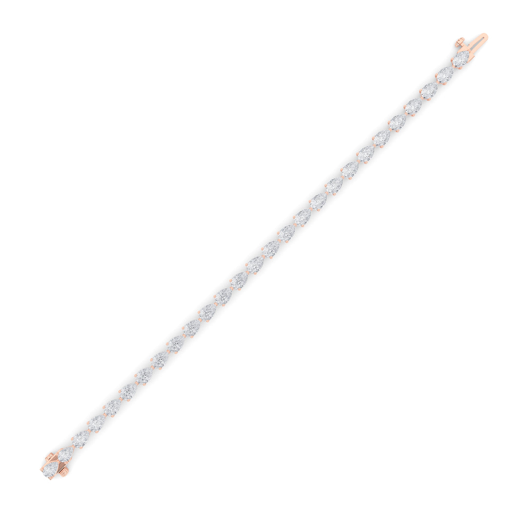 7CTW Pear Shaped Lab Grown Diamond (F/VS) Bracelet in 14K Rose Gold