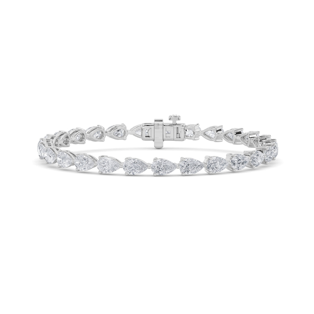 8CTW Pear Shaped Lab Grown Diamond (F/VS) East West Bracelet in 14K Gold