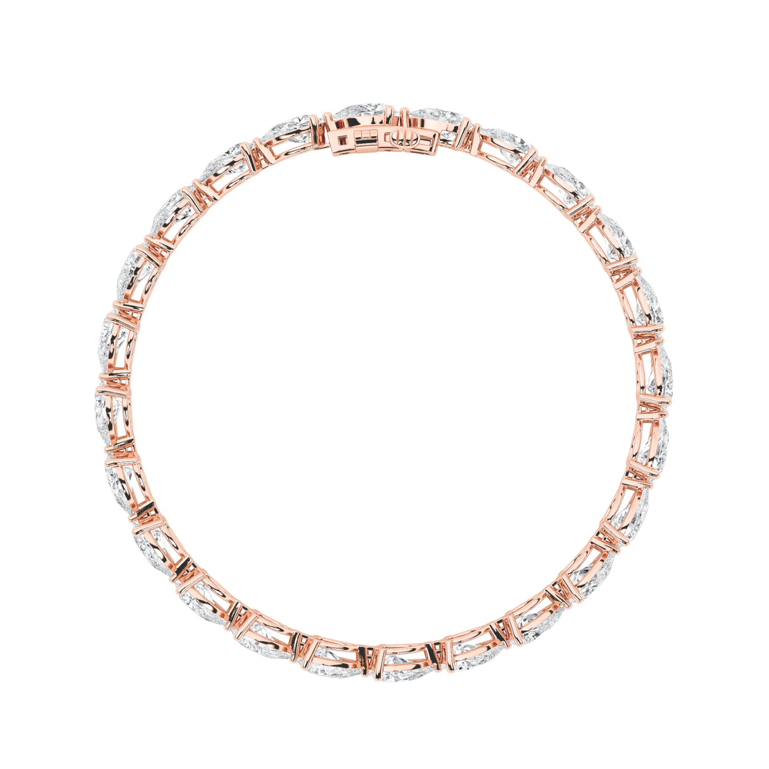 8CTW Pear Shaped Lab Grown Diamond (F/VS) East West Bracelet in 14K Gold